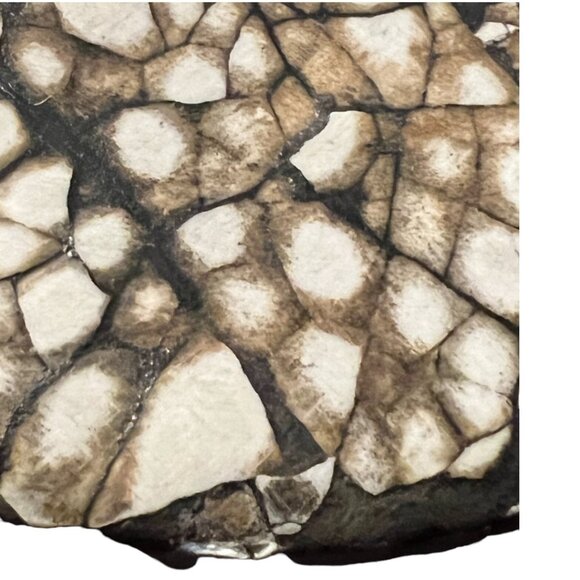 Heavy Ceramic Tealight Candle Holder Inlaid Eggshell Bohemian Boho 5" x 2.5 tall - Picture 10 of 10